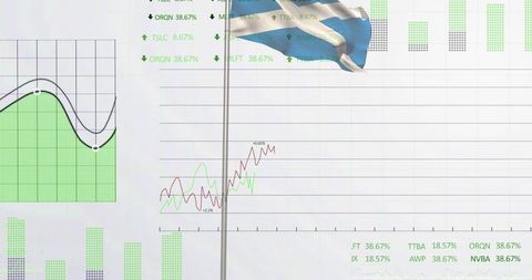 Argentine Flag Amidst Financial Charts and Market Trends