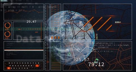 Digital Data Overlay on Global Matrix Theme - Download Free Stock Images Pikwizard.com