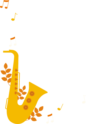 Vibrant saxophone on transparent background design