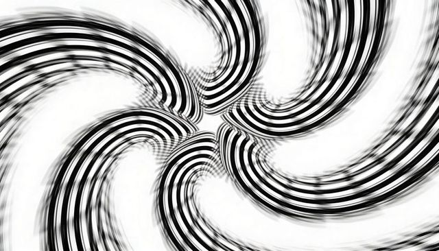 Monochrome spiral vortex swirling black and white optical illusion pinwheel pattern