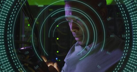 Cybersecurity Specialist Using Advanced Digital Interface in Server Room - Download Free Stock Images Pikwizard.com