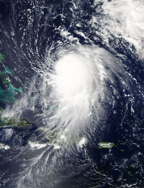 NASA's Aqua satellite captured this image of Joaquin near the Bahamas on Sept. 29 at 18:10 UTC (2:10 p.m. EDT).  Credit: NASA Goddard MODIS Rapid Response Team  At 11 a.m. EDT (1500 UTC) on Wednesday, September 30, 2015 the center of Hurricane Joaquin was located near latitude 24.7 North, longitude 72.6 West. That puts the center of Joaquin about 215 miles (345 km) east-northeast of the Central Bahamas.    Joaquin became a tropical storm Monday evening (EDT), September 29 when it was midway between the Bahamas and Bermuda. By 8 a.m. EDT on September 30, it strengthened into a hurricane and has become the third hurricane of the Atlantic Hurricane season.  On September 30, the National Hurricane Center issued a Hurricane Warning for the central Bahamas including Cat Island, the Exumas, Long Island, Rum Cay, and San Salvador. A Hurricane Watch is in effect for the northwestern Bahamas including the Abacos, Berry Islands, Bimini, Eleuthera, Grand Bahama Island, and New Providence, but excluding Andros Island.  <b><a href="http://www.nasa.gov/audience/formedia/features/MP_Photo_Guidelines.html" rel="nofollow">NASA image use policy.</a></b>  <b><a href="http://www.nasa.gov/centers/goddard/home/index.html" rel="nofollow">NASA Goddard Space Flight Center</a></b> enables NASA’s mission through four scientific endeavors: Earth Science, Heliophysics, Solar System Exploration, and Astrophysics. Goddard plays a leading role in NASA’s accomplishments by contributing compelling scientific knowledge to advance the Agency’s mission.  <b>Follow us on <a href="http://twitter.com/NASAGoddardPix" rel="nofollow">Twitter</a></b>  <b>Like us on <a href="http://www.facebook.com/pages/Greenbelt-MD/NASA-Goddard/395013845897?ref=tsd" rel="nofollow">Facebook</a></b>  <b>Find us on <a href="http://instagrid.me/nasagoddard/?vm=grid" rel="nofollow">Instagram</a></b>