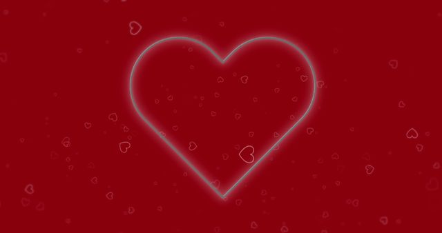 Floating Red Hearts With Neon Heart on Red Background - Download Free Stock Images Pikwizard.com