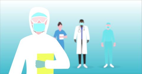 Healthcare Professionals in Protective Gear Illustrating Pandemic