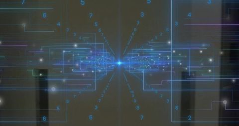 Converging Neon Data Streams Merging at Glowing Node Futuristic Digital Network