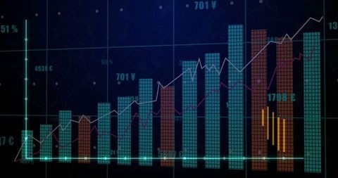 Financial Dashboard with Rising Bar and Line Charts Visualization