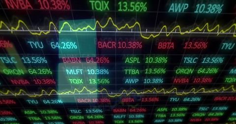 Digital Stock Market Display with Scrolling Symbols