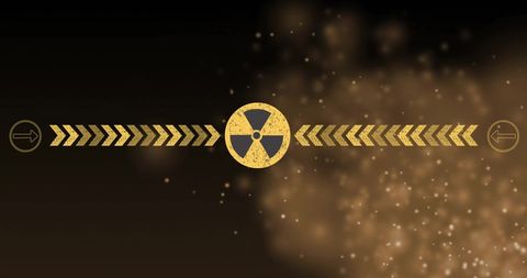 Radiation warning sign with futuristic data connection design