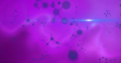 Abstract molecular structure on purple background