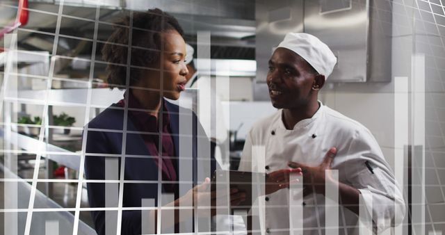 Businesswoman Discussing with Chef in Professional Kitchen - Download Free Stock Images Pikwizard.com