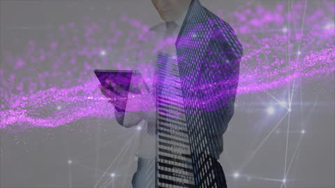 Digital Interface with Businessman and Tablet Overlay