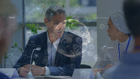 Digital Overlay with Business Meeting Discussion