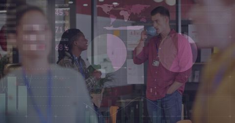 Innovative Business Team Analyzing Global Financial Data in Office