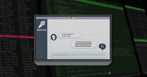AI Chat Interface Over Data Coding Background - Download Free Stock Images Pikwizard.com