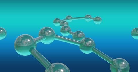 3d molecular structure on turquoise gradient background