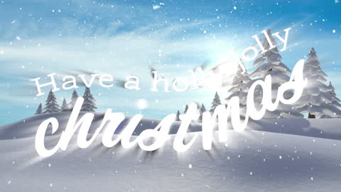 Holly Jolly Christmas Greeting with Snowfall