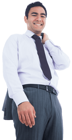 Happy Biracial Businessman on Transparent Background Wearing Suit
