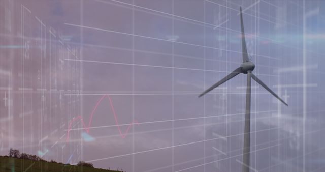 Digital Overlay of Financial Data on Wind Turbine - Download Free Stock Images Pikwizard.com