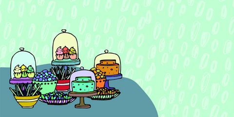 colorful dessert table with various cupcakes and treats - transparent background - Download Free Stock Videos Pikwizard.com