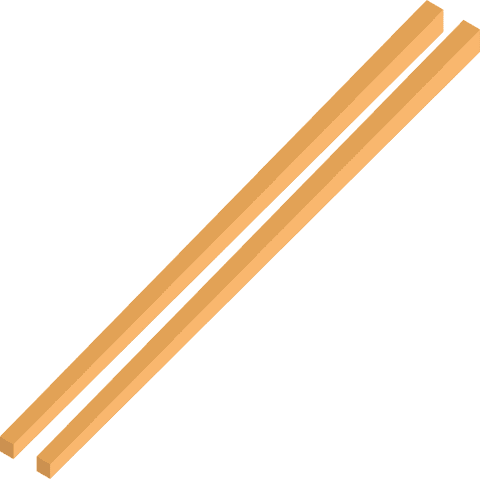 Minimalist wooden chopsticks on transparent background