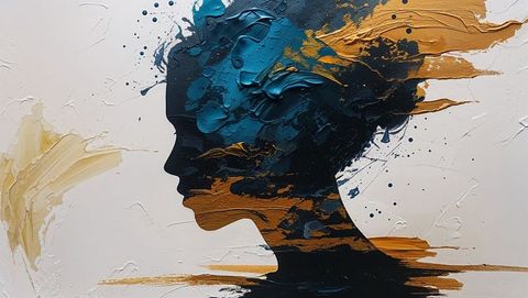Expressive abstract silhouette painting with bold textures