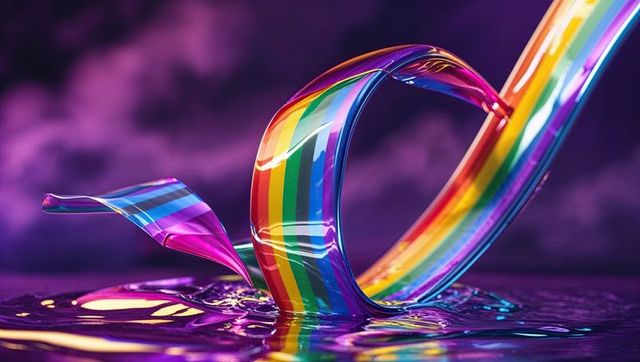 Swirling Rainbow Fluid Ribbon In Splendid Digital Display