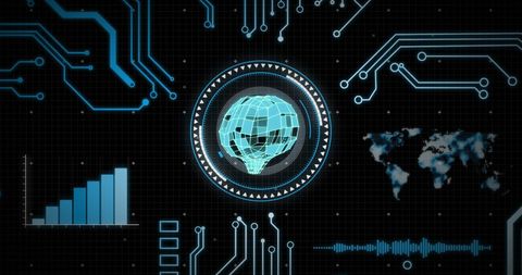 Futuristic Digital Brain Interface with Data Graphs and Circuits - Download Free Stock Images Pikwizard.com