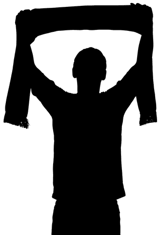 Silhouette of man with scarf on transparent background