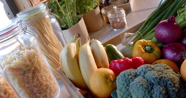 Fresh Fruits and Vegetables on Kitchen Counter - Download Free Stock Images Pikwizard.com