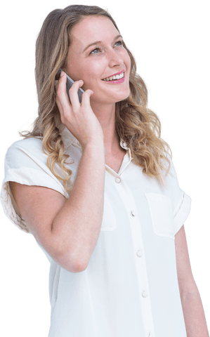 Woman Smiling Talking on Smartphone in Transparent Background - Download Free Stock Videos Pikwizard.com