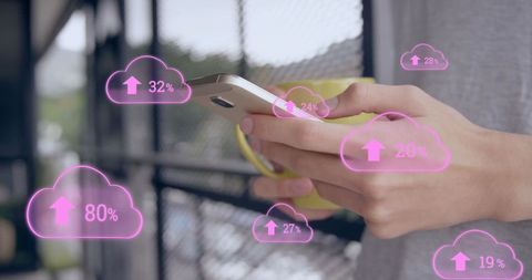 Concept of cloud data transfer on smartphone