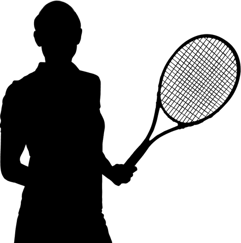 Transparent silhouette of female tennis player vector