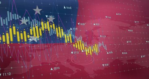 Financial Data and Stock Market Trends Against Samoa Flag