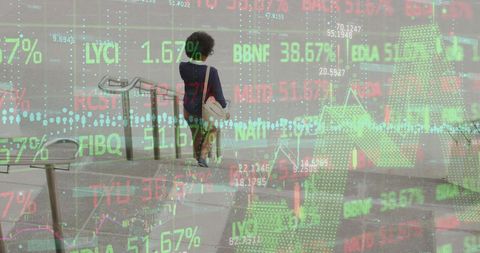 businesswoman with stock market graph overlay concept - Download Free Stock Images Pikwizard.com