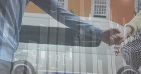 Couple Holding Hands Amidst Financial Data Overlay