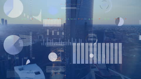 Digital Data Overlay on Urban and Ocean View