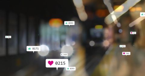 Social Media Icons Overlaying Blurred Urban Lifestyle Scene