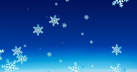Falling Frosty Snowflakes on Gradient Blue Background