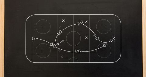 Tactical Ice Hockey Strategy Sketch on Blackboard