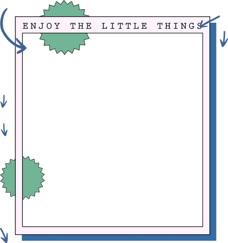Motivational transparent frame with mint starbursts