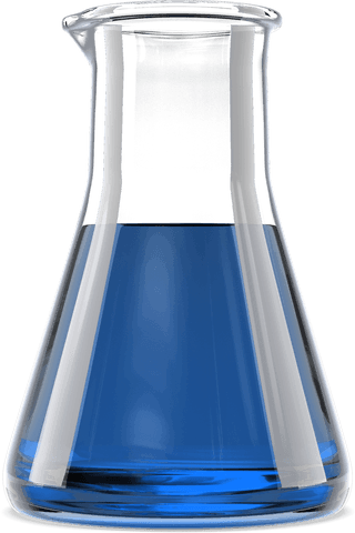 transparent flask with blue chemical solution on white background - Download Free Stock Videos Pikwizard.com