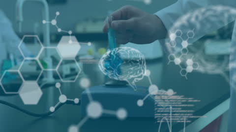 Scientist Analyzing Data with Futuristic Interface in Laboratory