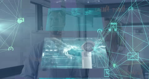 Digital Interface and Data Processing Visualization in Office