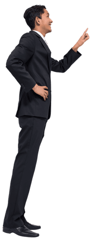 smiling asian businessman pointing analytically transparent background - Download Free Stock Videos Pikwizard.com