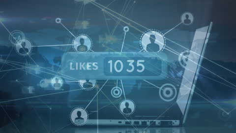 Global Digital Networking Concept on Laptop Background