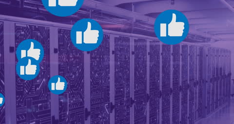 Digital Network Concept with Like Icons in Server Room