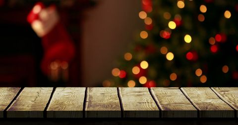 Wooden Tabletop with Festive Christmas Background - Download Free Stock Images Pikwizard.com