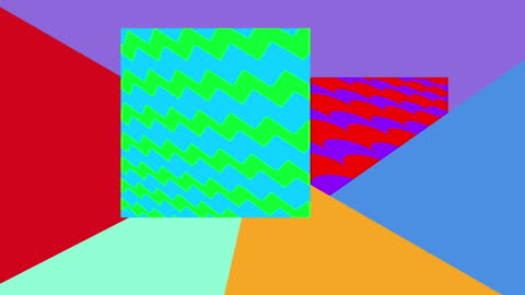 Vibrant Chevron Squares on Colorful Geometric Background