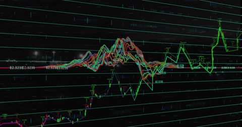 Dynamic Green Stock Chart on Digital Grid Background - Download Free Stock Images Pikwizard.com
