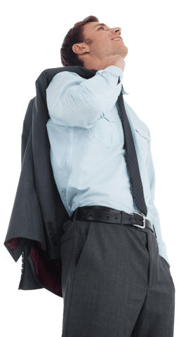 Cheerful Businessman Holding Jacket on Transparent Background